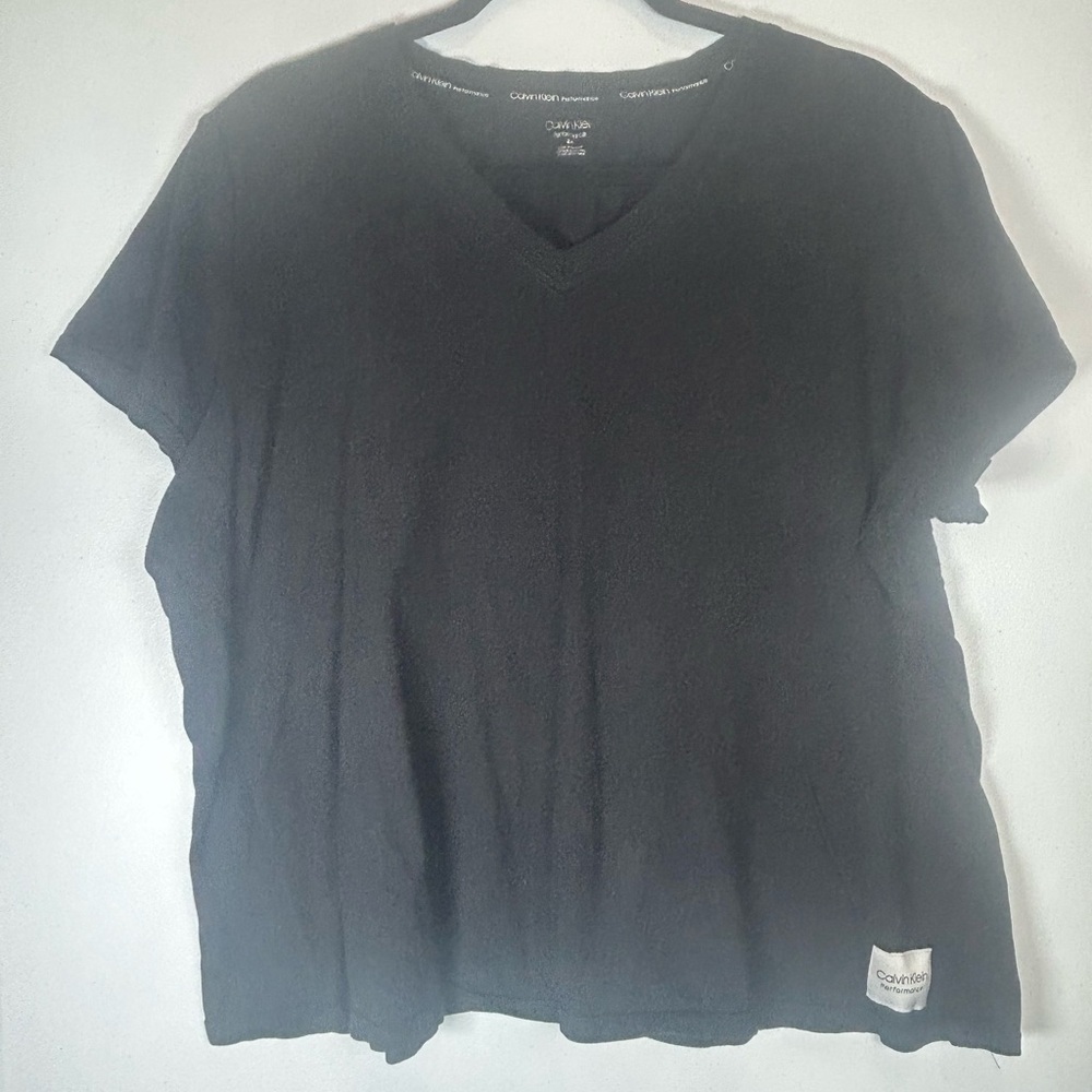 Calvin Klein Performance Black  V-Neck Cotton Tee. Size 2X. CBK Aesthetic.